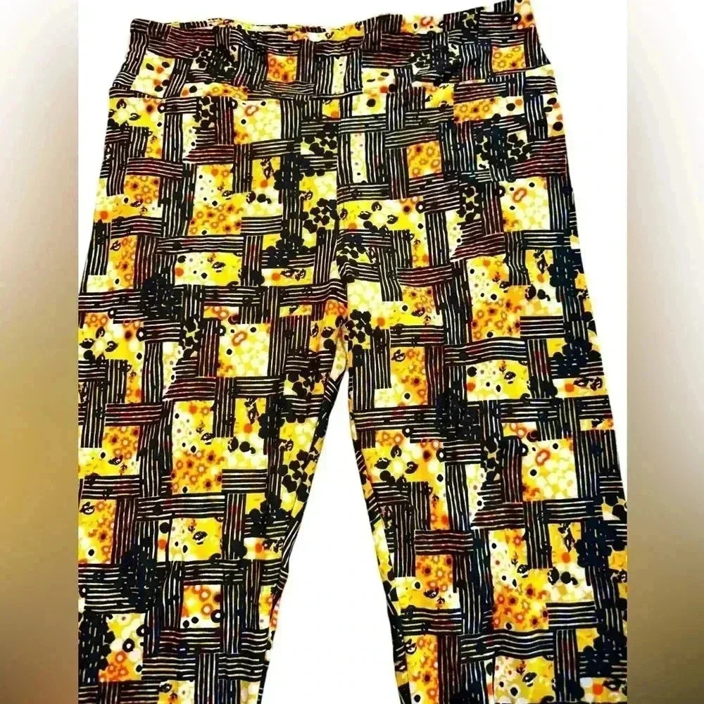 Lularoe TC yellow &black floral leggings .OG designer Patrick quality & fit .New